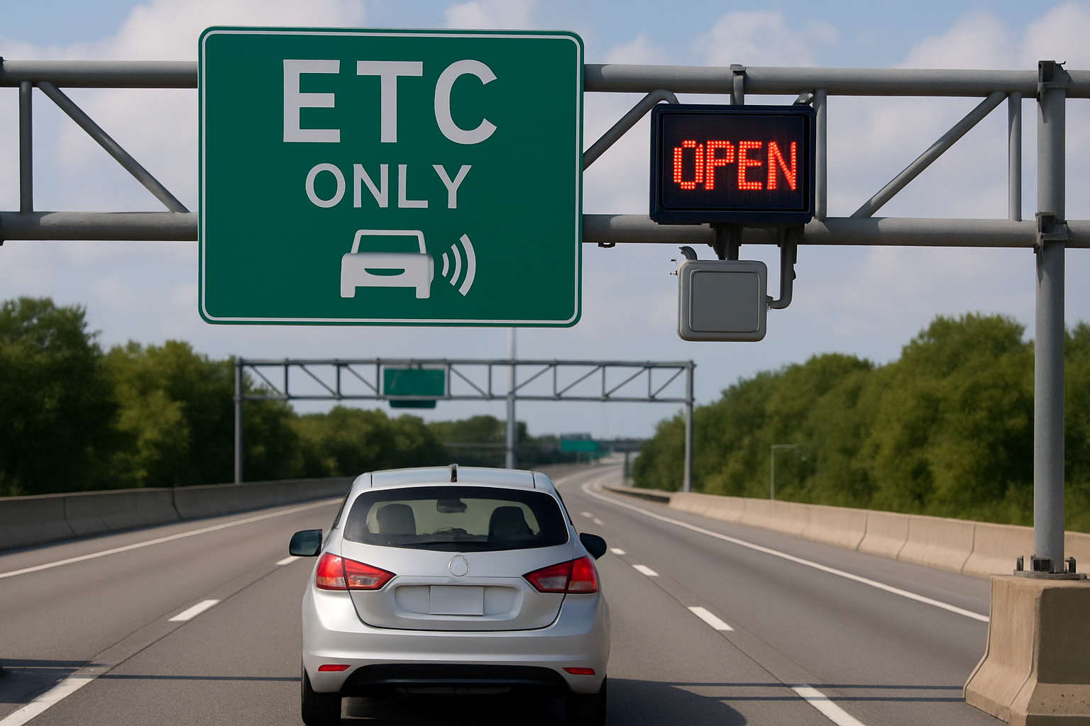 Electronic toll collection system in use